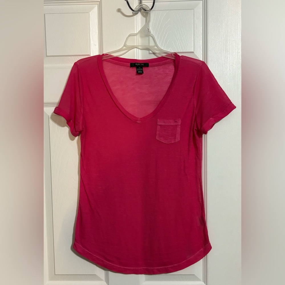 Style & Co. Pink Burnout Tee - XS